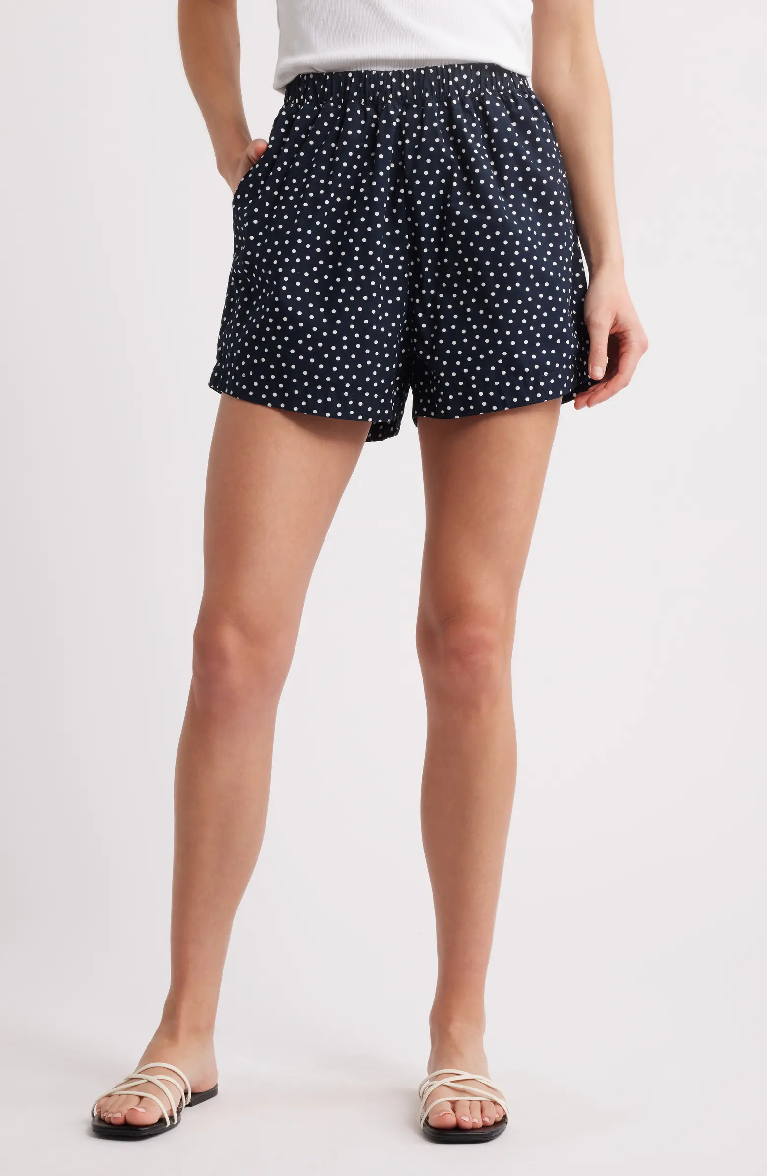 Flynn Polka Dot Pima Cotton Poplin Shorts | Nordstrom