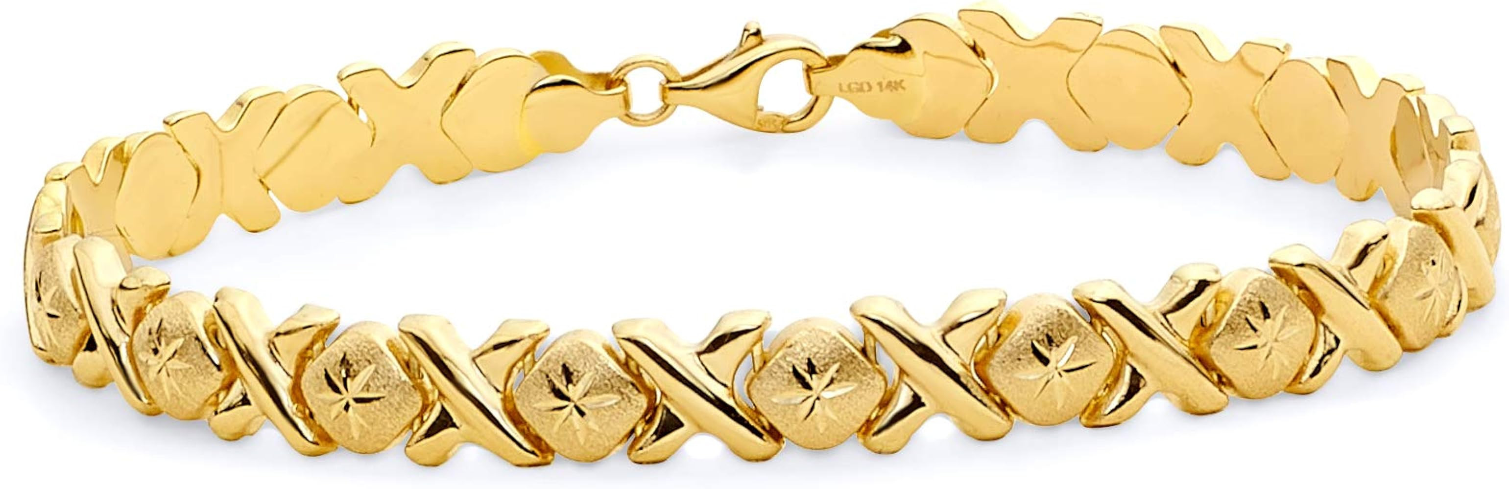 14k REAL Yellow Gold Stampato Bracelet - 7.5" | Amazon (US)