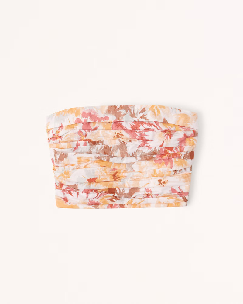 Strapless Poplin Ruched Top | Abercrombie & Fitch (US)