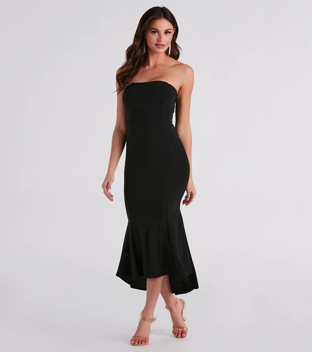 Palmer Strapless High-Low Midi Dress | Windsor Stores