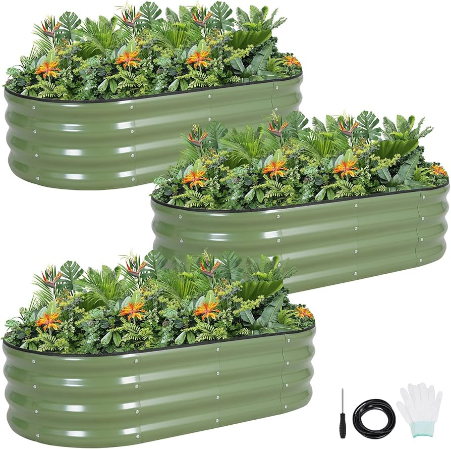 G GOOD GAIN Galvanized Metal Raised Garden Bed Kit - 4x2x1FT Outdoor Planter Box with Safety Edgi... | Amazon (US)