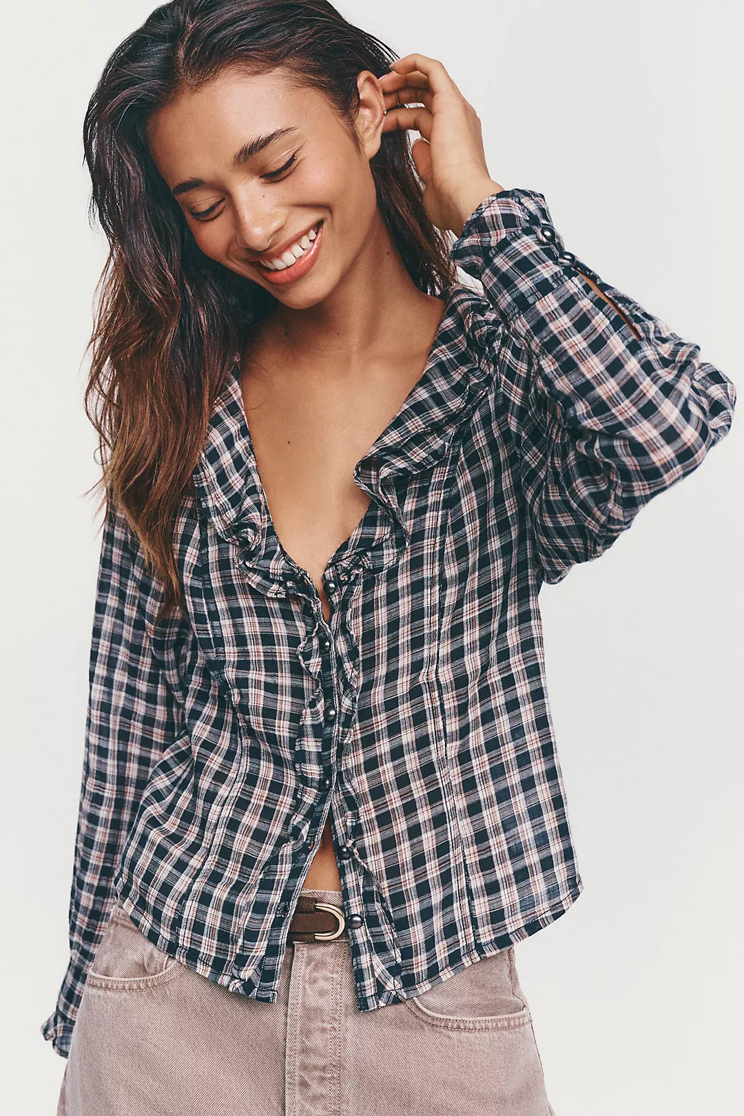 Pilcro 100% Cotton Ruffle Tux Blouse | Anthropologie (US)