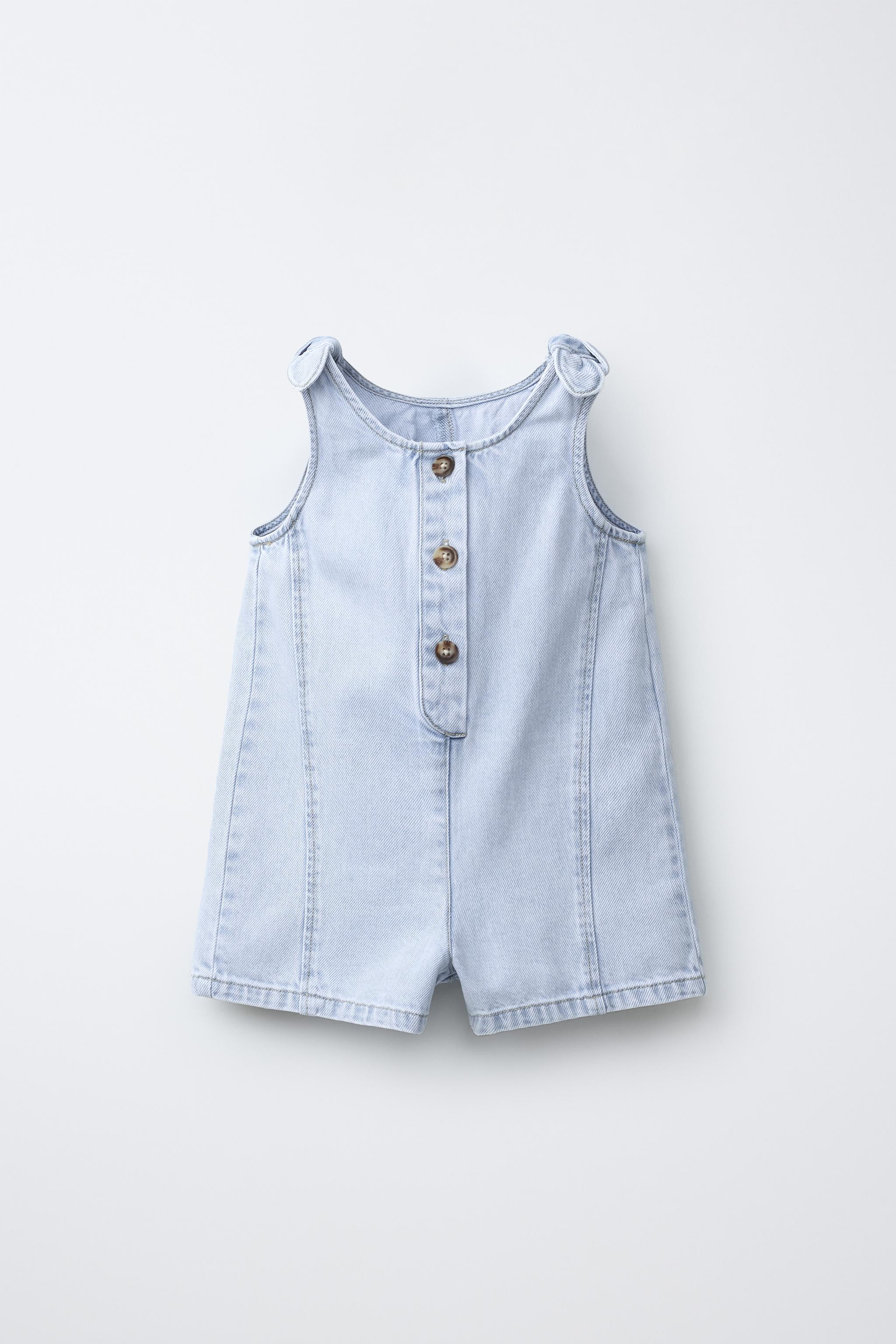 BOW DENIM OVERALL SHORTS | Zara US