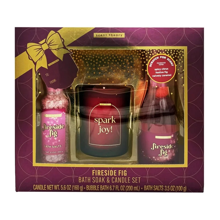 Scent Theory Fireside Fig Bath Soak and Candle Gift Set, 3 Piece | Walmart (US)