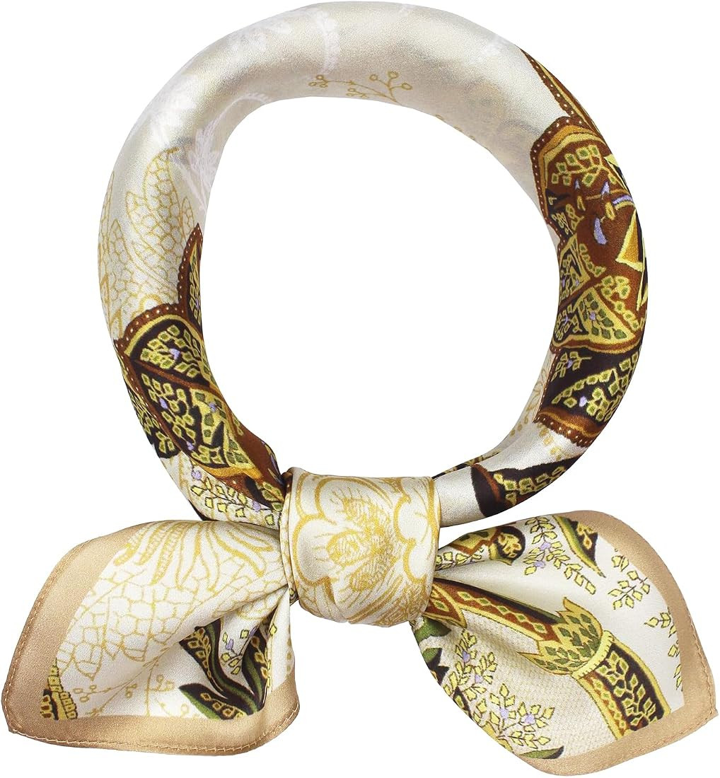 ANDANTINO 100% Mulberry Silk Scarf -21” Lightweight Square Neckerchief – Breathable Digital P... | Amazon (US)