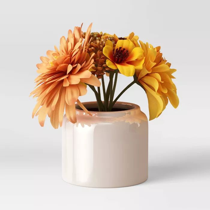 5" x 5.5" Artificial Gold Mum Plant Arrangement in Ceramic Pot - Threshold™ | Target