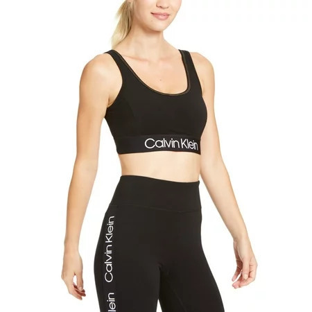 Calvin Klein Performance Logo Medium-Impact Sports Bra Black M | Walmart (US)