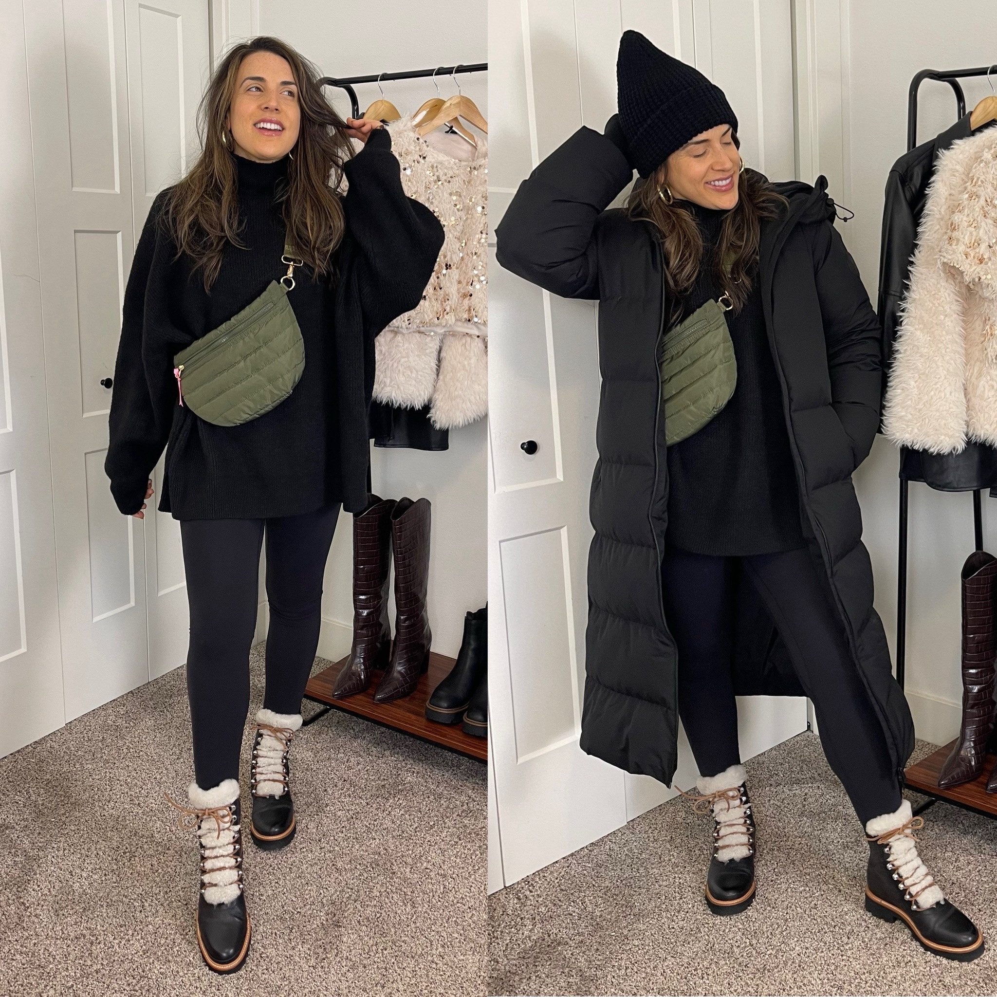 Black winter style.
Monochromatic fashion. 
Shearling boots
Lace up boots
Sweaty Betty
Free people
Lululemon 
Marc fisher 
Winter coat
Puffer duster coatt

#LTKHoliday #LTKshoecrush #LTKSeasonal