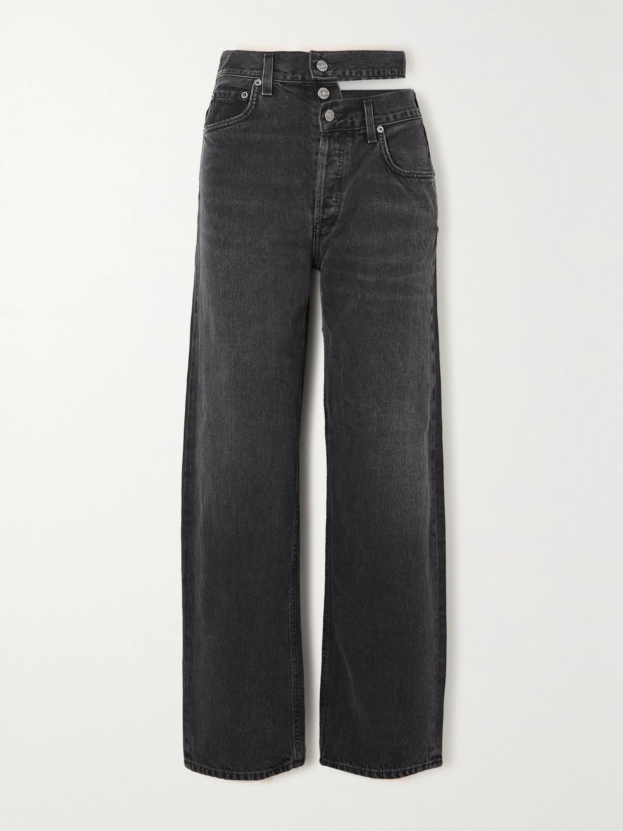 AGOLDE - Broken Waistband Cutout High-rise Straight-leg Organic Jeans - Black | NET-A-PORTER (UK & EU)