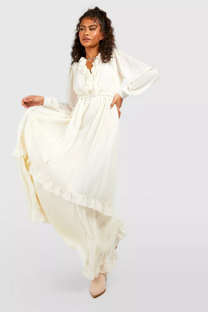 Chiffon Boho Ruffle Detail Maxi Dress | Boohoo.com (UK & IE)