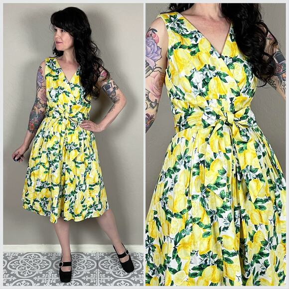Vintage Y2K Lemon Print Novelty Sleeveless Dress | Poshmark