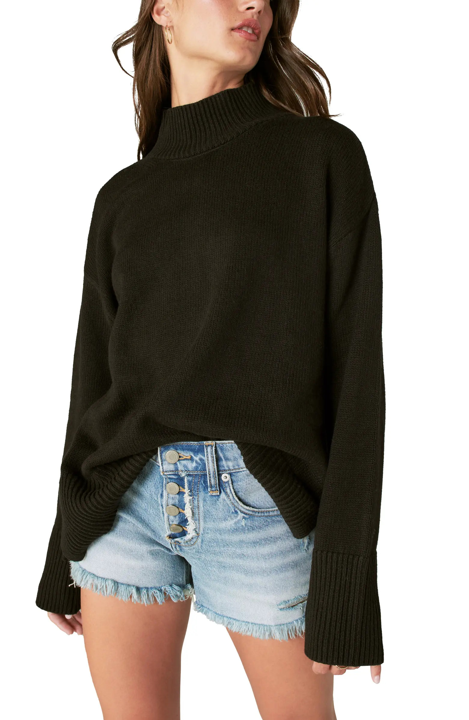 Stripe Oversize Mock Neck Sweater | Nordstrom