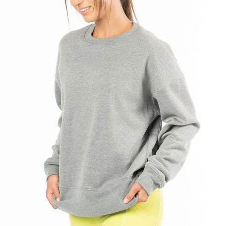 Kadi Women s Oversized Crew Neck Sweatshirt Heather Grey Small | Walmart (US)