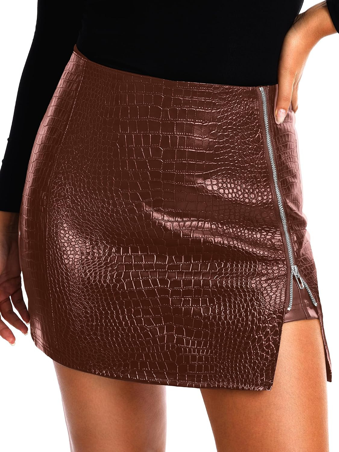 ELLEVEN Women's Faux Leather Skort High Waisted A-Line Mini Skirt | Amazon (US)