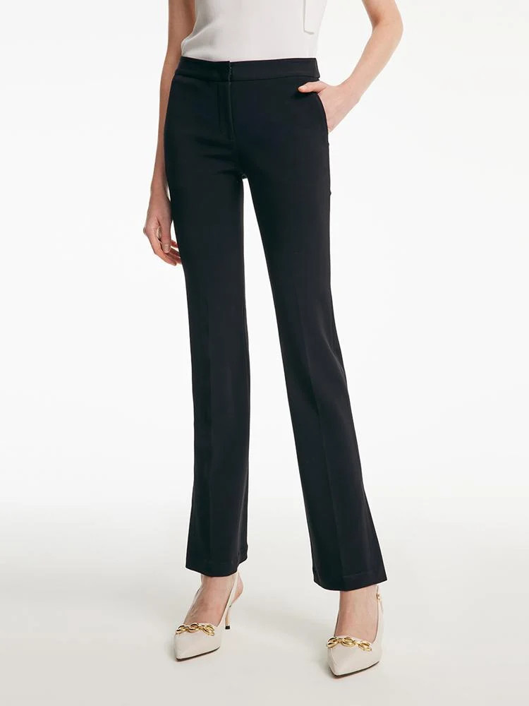 Acetate Stretchy Slight Flared Pants | GOELIA
