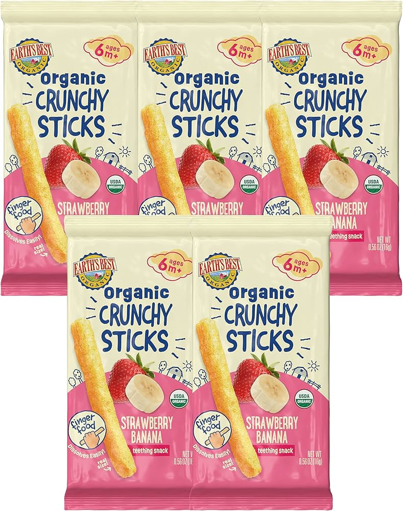Earth's Best Organic Baby Food, Dissolvable Teething Snack for Babies 6 Months and Older, Strawbe... | Amazon (US)