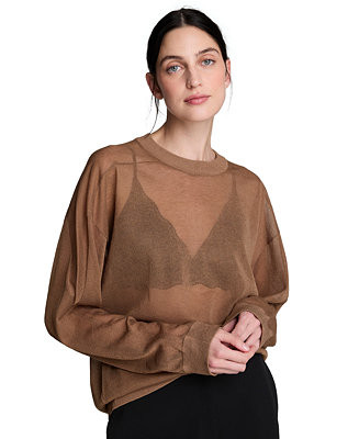 Women's Oversized Sheer Crewneck Sweater | Macy's