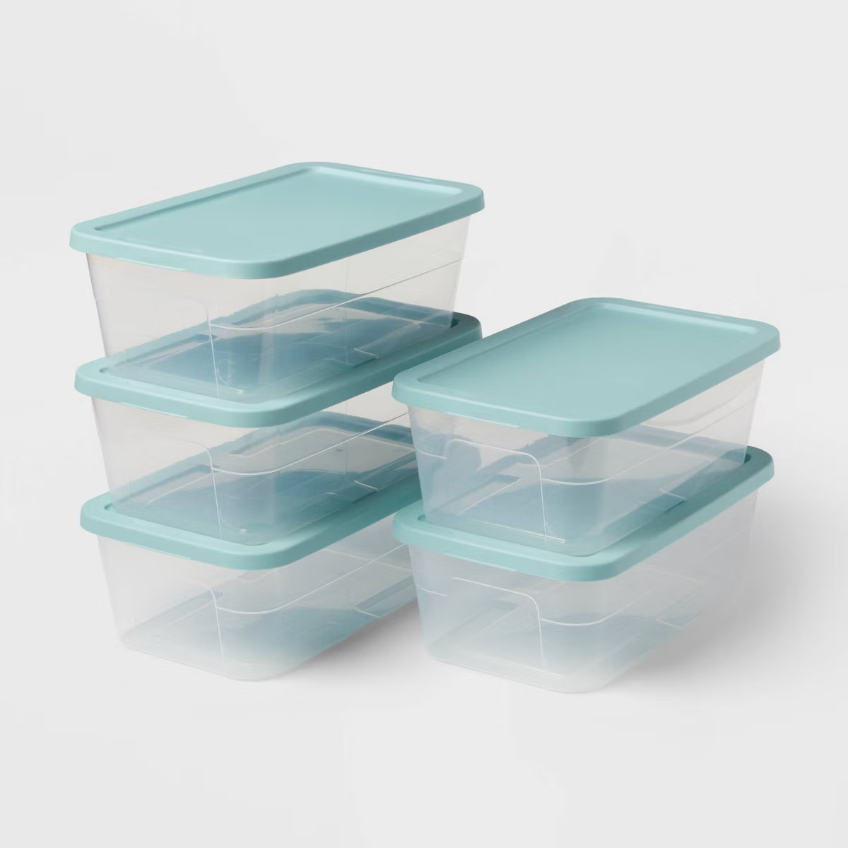 6qt Storage Boxes 5pk Pewter Aqua - Brightroom™ | Target
