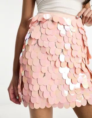 ASOS DESIGN sequin mini skirt in pink | ASOS (Global)