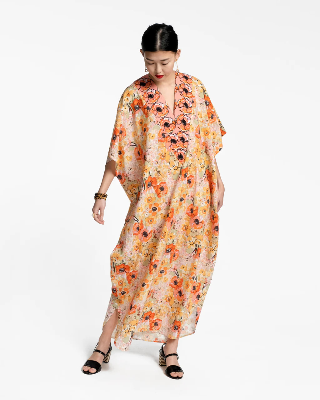 Roper Caftan Bright Poppy | Frances Valentine