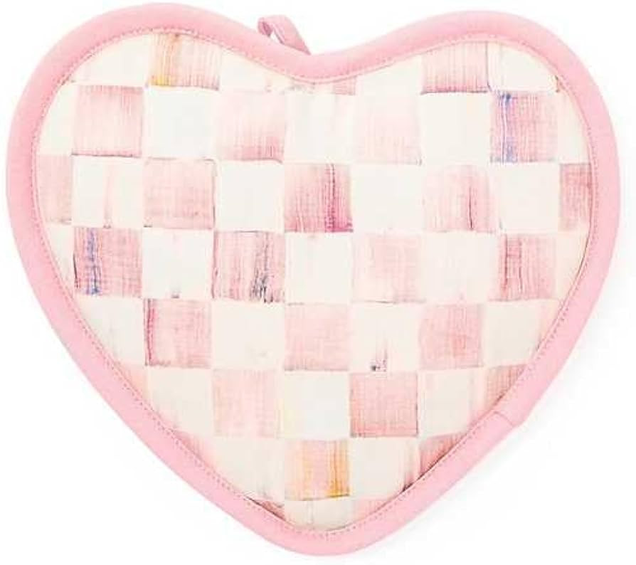 MACKENZIE-CHILDS Heart Pot Holder, Heart-Shaped Pot Holder, Kitchen Hot Pad, Pink-and-White Rosy ... | Amazon (US)