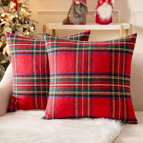 MIULEE Christmas Plaid Decorative Throw Pillow Covers Set of 2 Scottish Tartan Vintage Farmhouse ... | Amazon (US)