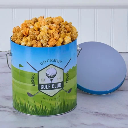 Golf Mixed Cheddar and Caramel Popcorn Tin | GourmetGiftBaskets.com