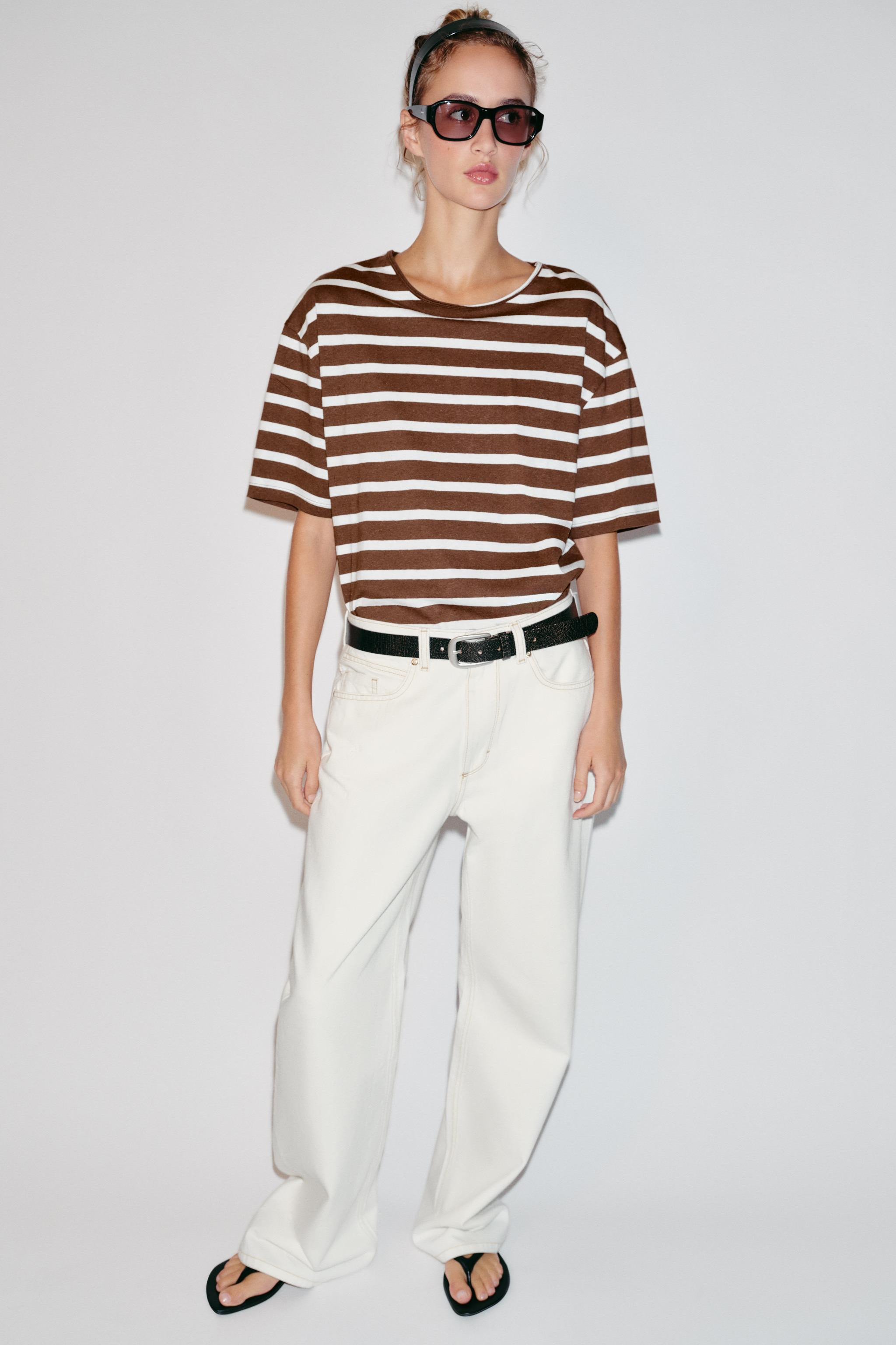 STRIPED SHORT SLEEVE T-SHIRT | Zara UK
