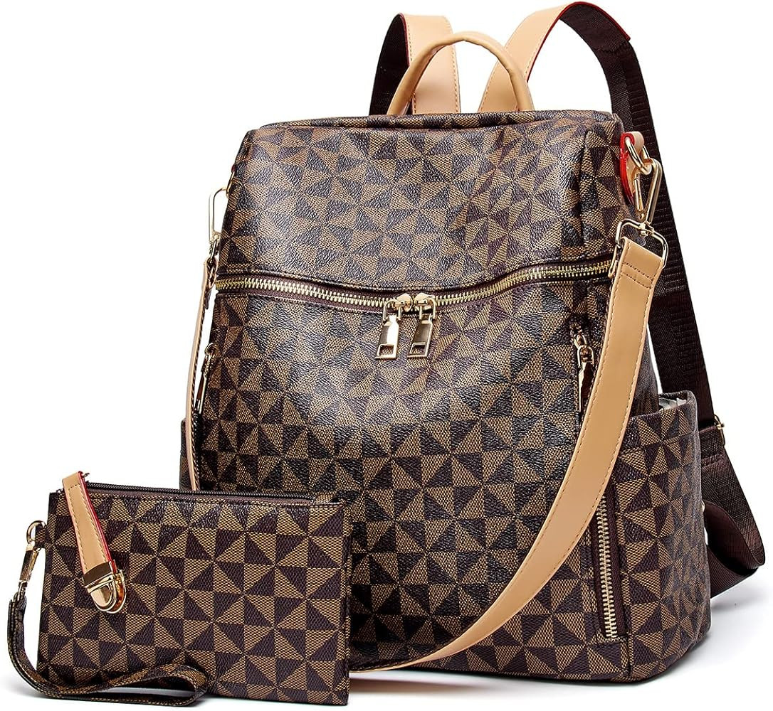 Backpack Purse for Women, PU Leather Travel Satchel Handbag, Convertible Design Bag with Purse, 2... | Amazon (US)