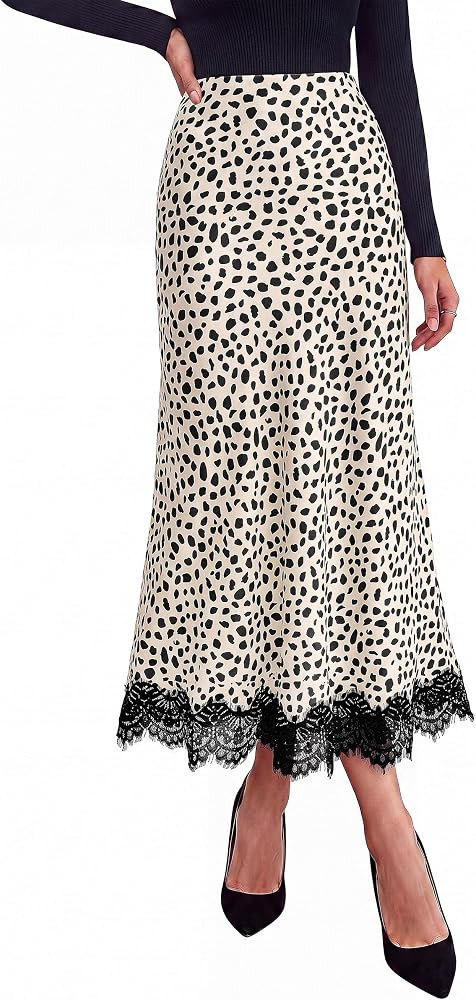 PRETTYGARDEN Women's Flowy Satin Midi A Line Skirt | Amazon (US)