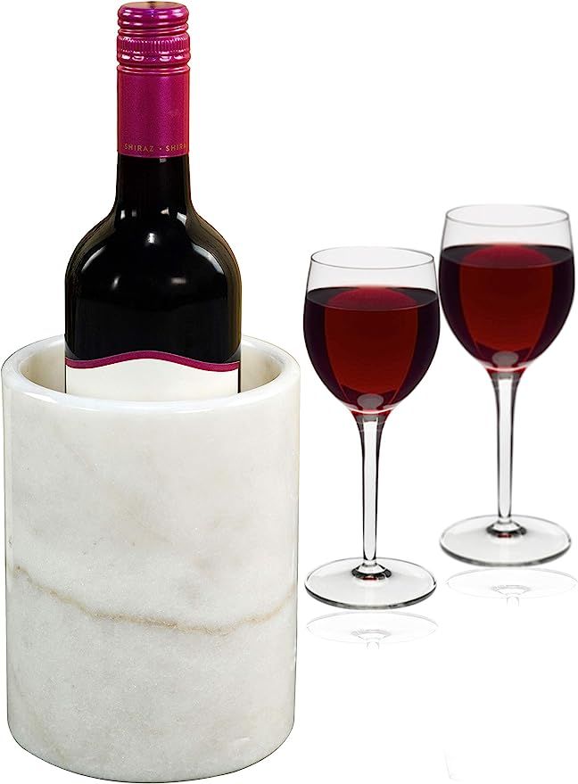 Wine Chiller White Table Top Handmade Marble Wine Chillers for Champagne - Tall 5x5x6.5 Inch" Bev... | Amazon (US)