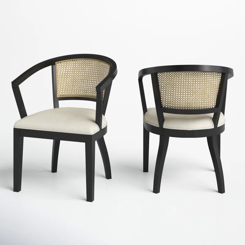 Ashia Velvet, Rubberwood, and Cane Dining Chairs | Wayfair North America