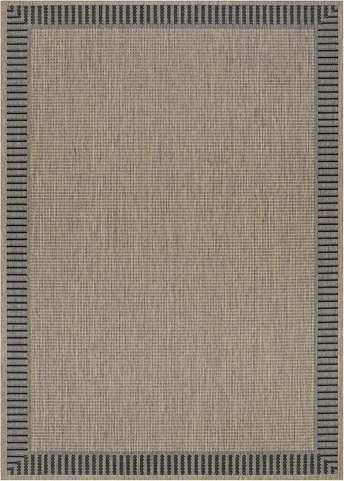 Couristan Recife Outdoor Area Rug - Wicker Stitch 7'6" X 10'9" Rectangle in Cocoa and Black Color... | Amazon (US)