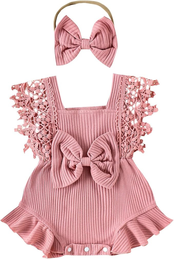 YOUNGER TREE Toddler Baby Girl Ruffled Sleeveless Romper Casual Summer Jumpsuit Cotton Linen Clot... | Amazon (US)