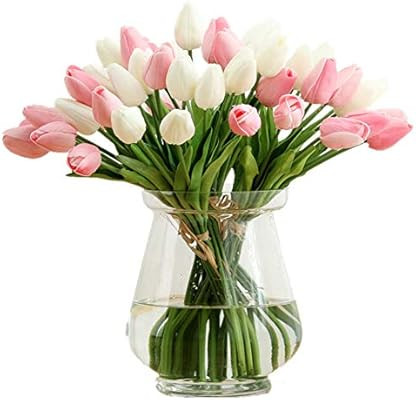 30Pcs Multicolor Tulips Artificial Flowers Faux Tulip Stems Real Touch Feel PU Tulips for Easter ... | Amazon (US)
