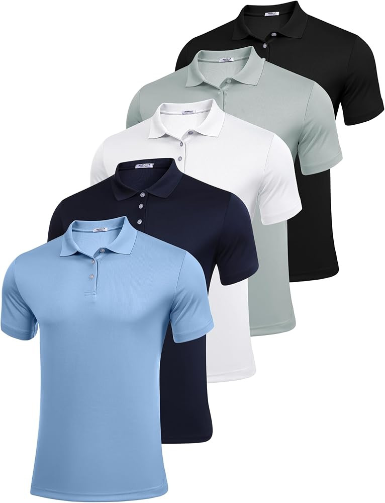 PINSPARK 1/3/4/5 Pack: Golf Polo Shirts for Men Multipacks Quick Dry Short Sleeve Collared Shirt ... | Amazon (US)