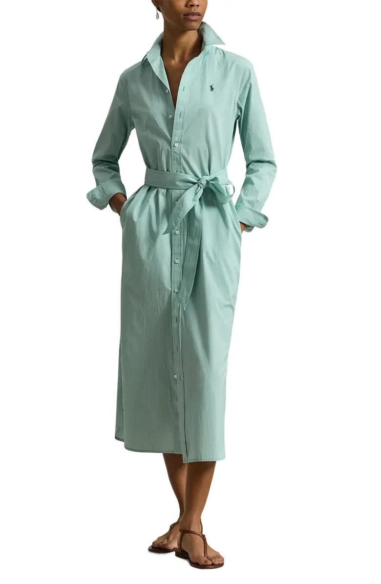 Tie Waist Long Sleeve Maxi Shirtdress | Nordstrom