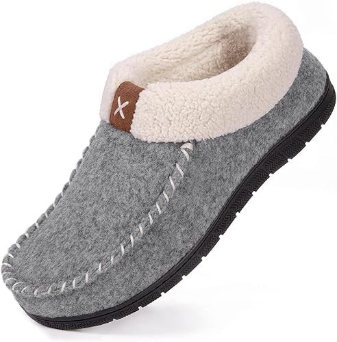 VeraCosy Women's Moccasin Slippers Warm Comfy Wool-felt Memory Foam Indoor House Shoes | Amazon (US)