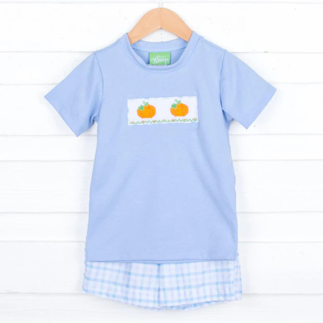 Pumpkin Season Smocked Short Set | Classic Whimsy