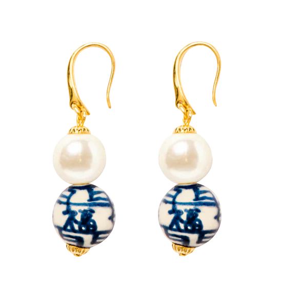 Chinoiserie Pearl Drop Earrings | Kiel James Patrick