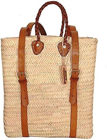 Palm Leaf Backpack , Straw Bag Made, Shopping and Picnic Baskets, Traditional Moroccan Bag, Leath... | Amazon (US)