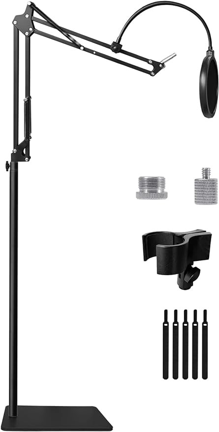 Mic Stand Floor Boom Arm for Blue Yeti, Nano, Snowball, HyperX QuadCast, Shure SM7B MV7, Fifine K... | Amazon (US)