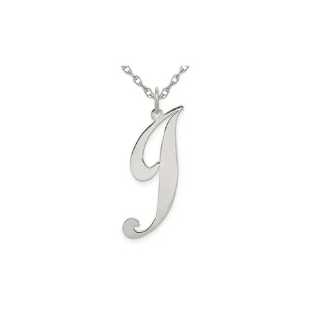 Sterling Silver Fancy Script Initial -J- Pendant Necklace Charm with Chain | Walmart (US)