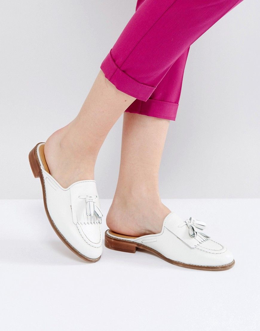 H by Hudson Flat Mule Loafer - White | ASOS US