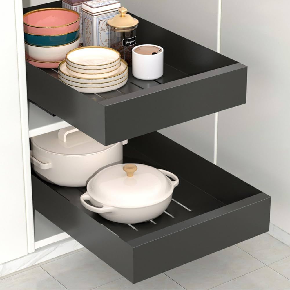 Pull Out Cabinet Organizer, Carbon Steel Cabinet Drawers Slide Out, Pantry Storage Shelves with N... | Amazon (US)