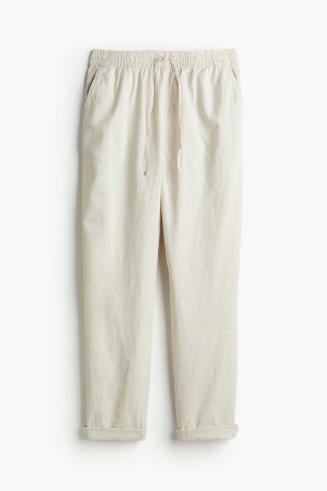 Linen-blend Joggers - Light blue/striped - Ladies | H&M US | H&M (US + CA)