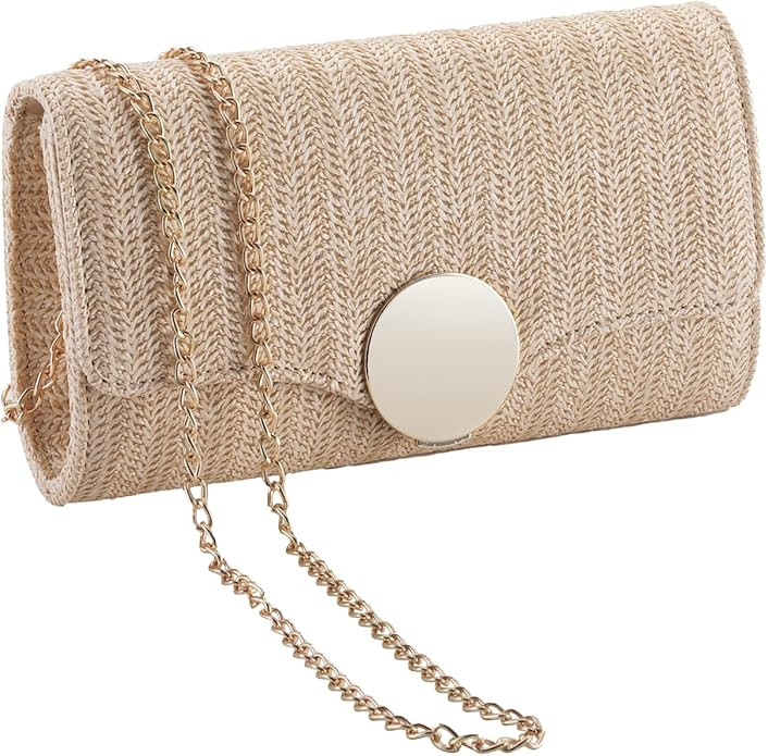Natural Straw Woven Clutch Purse, Summer Beach Bag Wallet | Amazon (US)