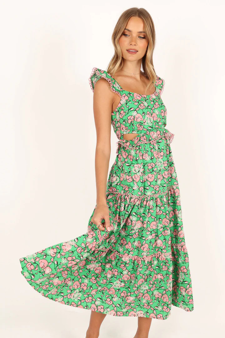 Gia Midi Dress - Green Pink | Petal & Pup (US)