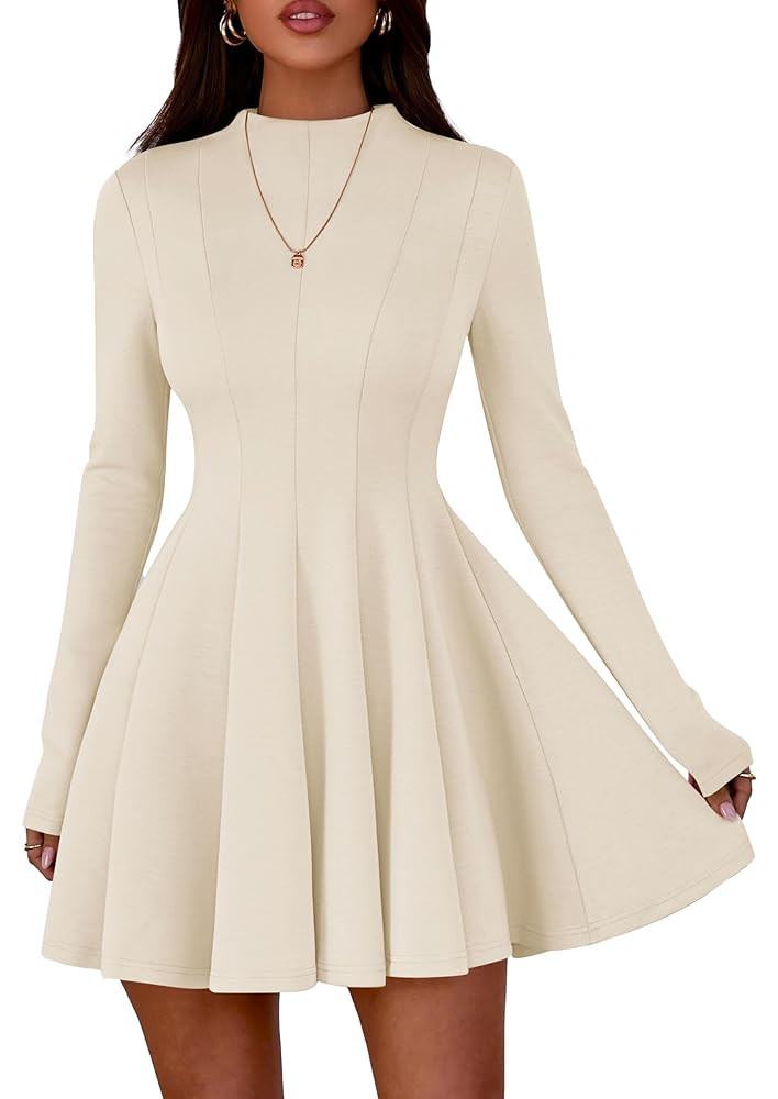 PRETTYGARDEN Fall Dresses for Women Elegant Classy 2025 Casual Long Sleeve Swing A Line Ruffle Sh... | Amazon (US)