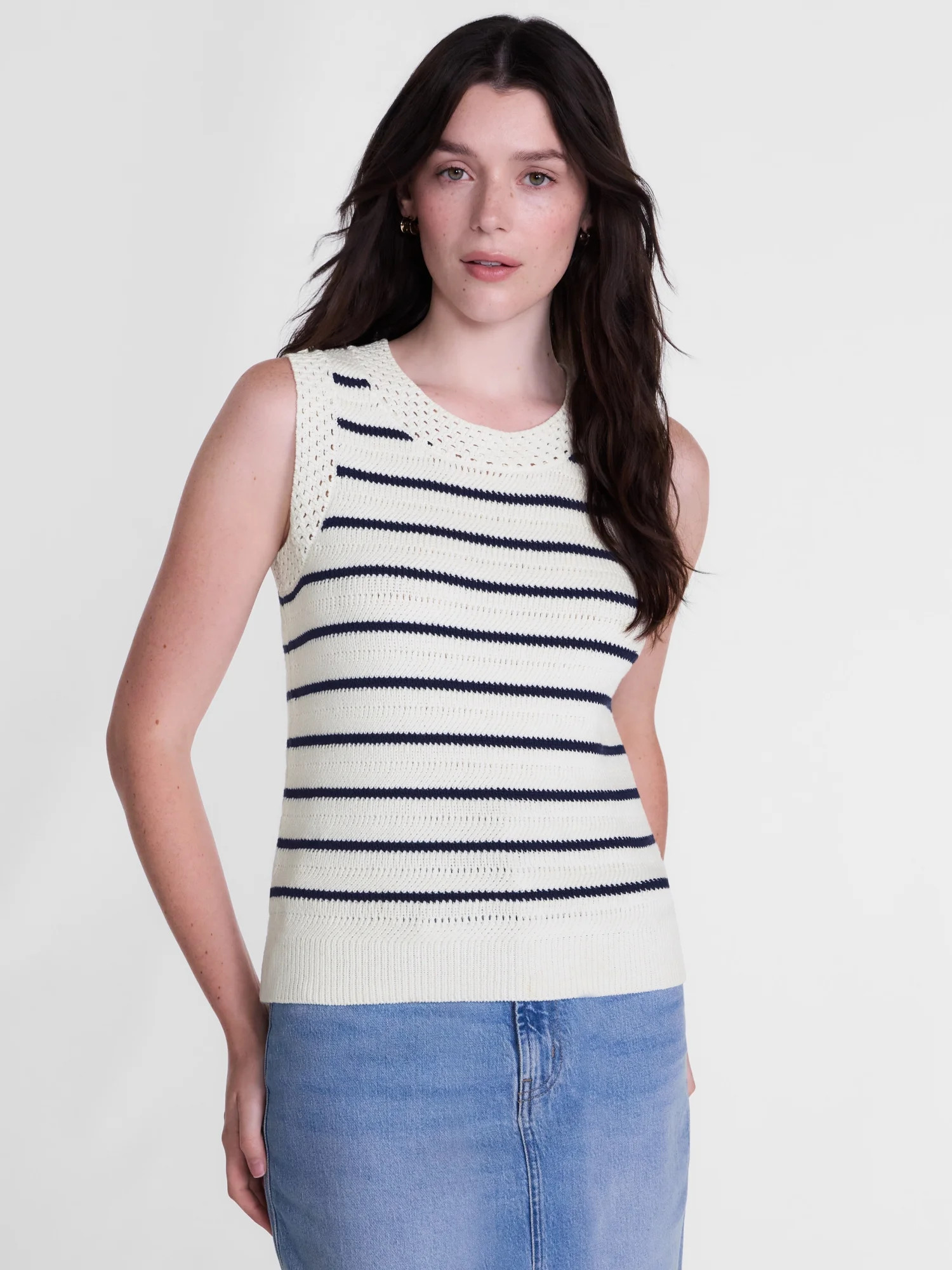 Scenario Women's Sweater Vest with Crochet Trim, Lightweight, Sizes XS-XXXL | Walmart (US)